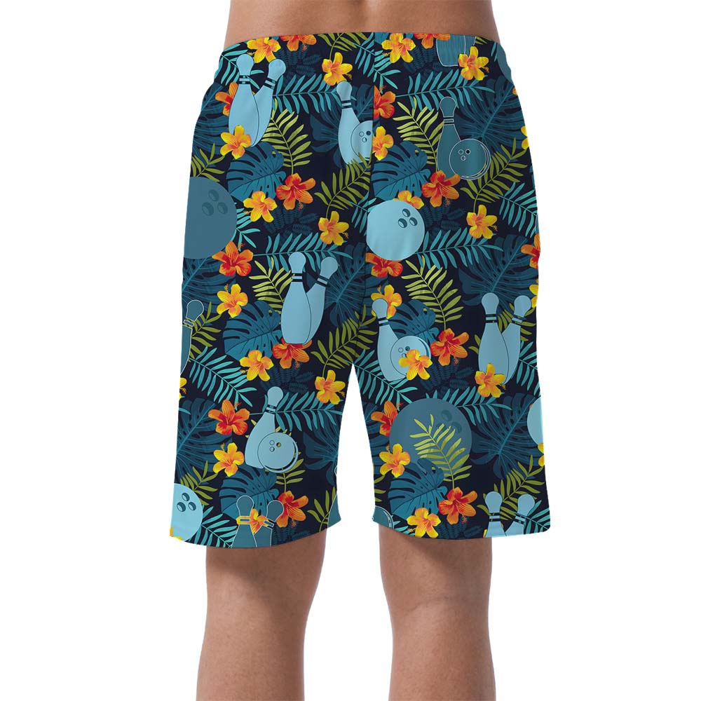 Men's Bowling Floral Tropical Beach Shorts