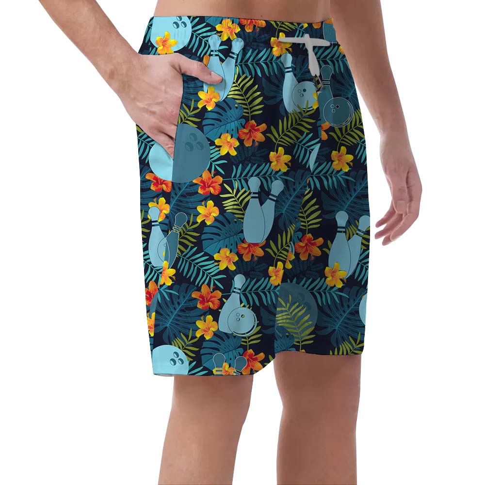 Men's Bowling Floral Tropical Beach Shorts