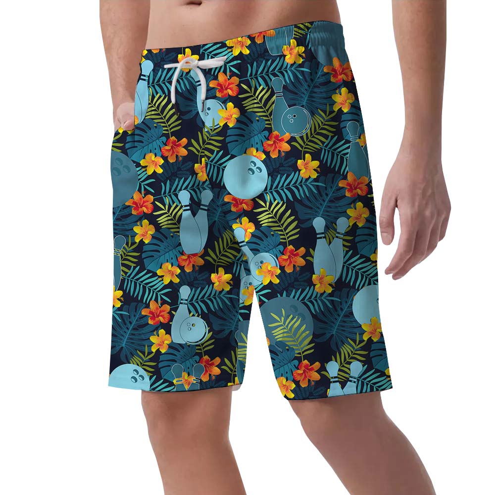 Men's Bowling Floral Tropical Beach Shorts