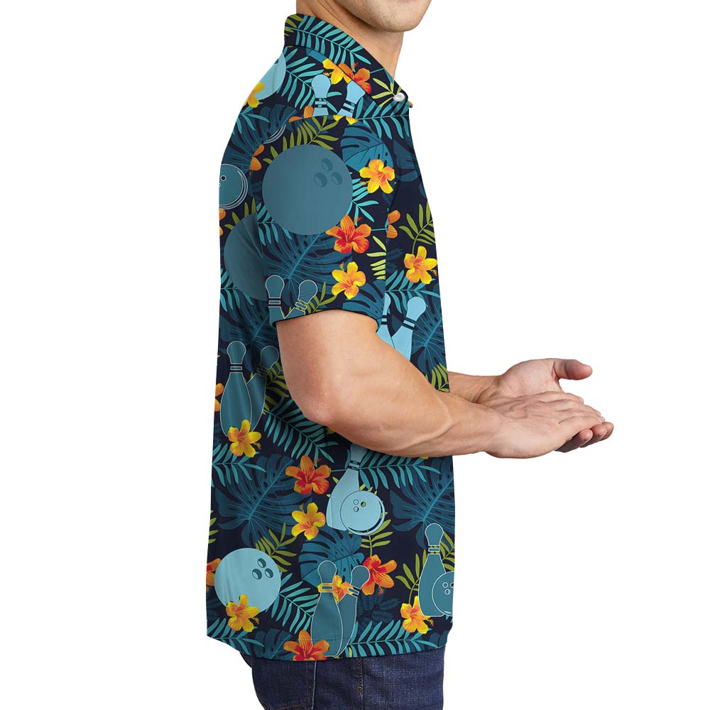 Men's Collared Polo Shirt With Bowling Print