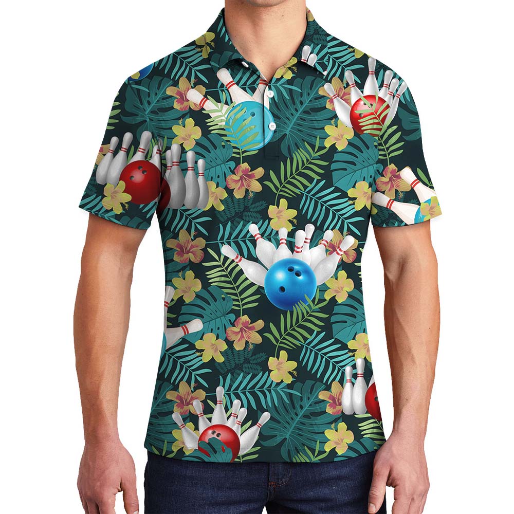 Bowling Pins Men's Collared Polo Shirts - variant image 1