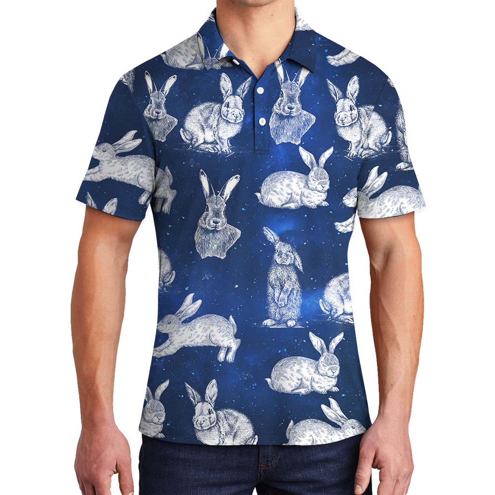 Cool Rabbit Easter Men's Collared Polo Shirts - variant image 1