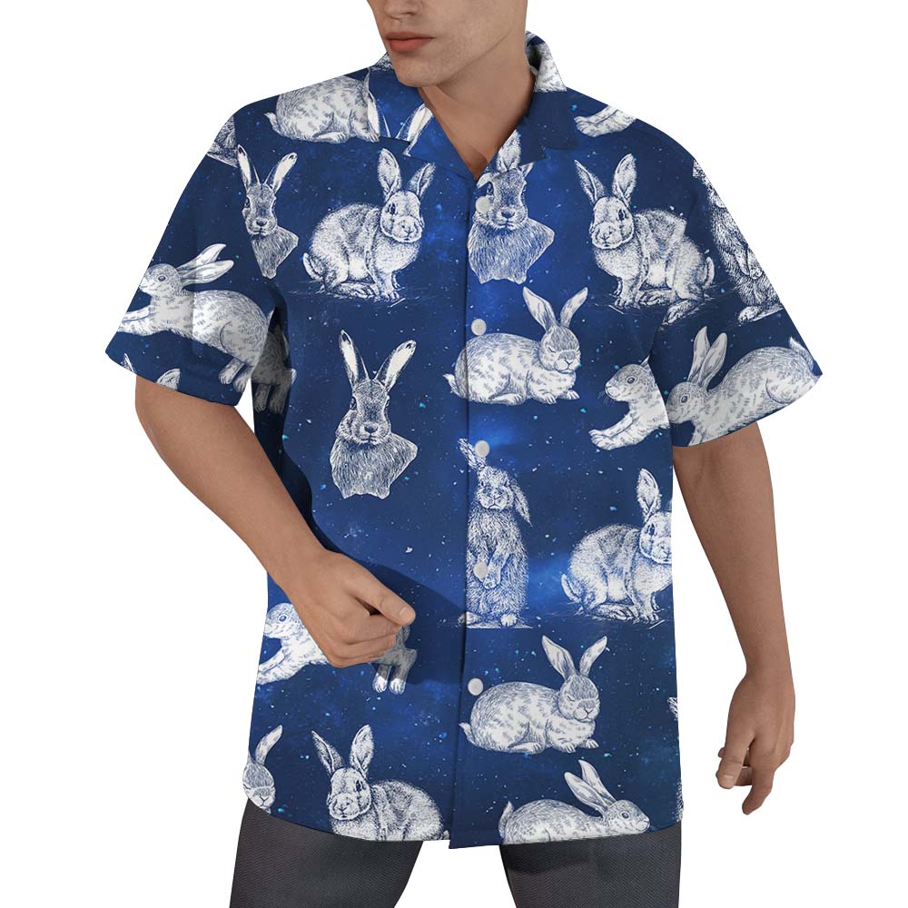 Navy Rabbit Hawaiian Shirt For Men - variant image 1
