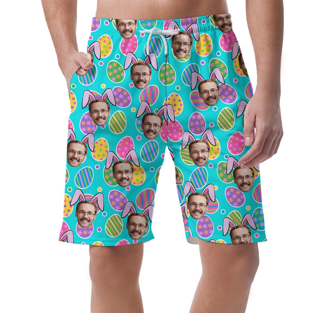 Colorful Eggs Easter Men's Swim Trunks With Faces - variant image 1