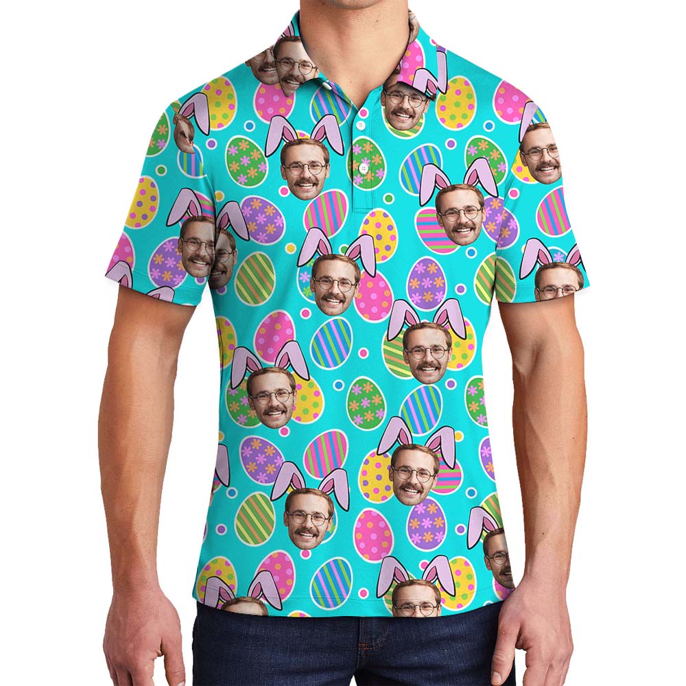 Easter Eggs Custom Hawaiian Men's Polo With Faces - variant image 1