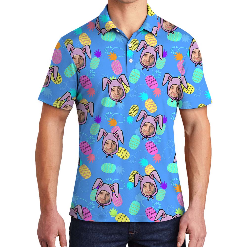 Easter Pineapple Men's Polo Shirt With Faces - variant image 1