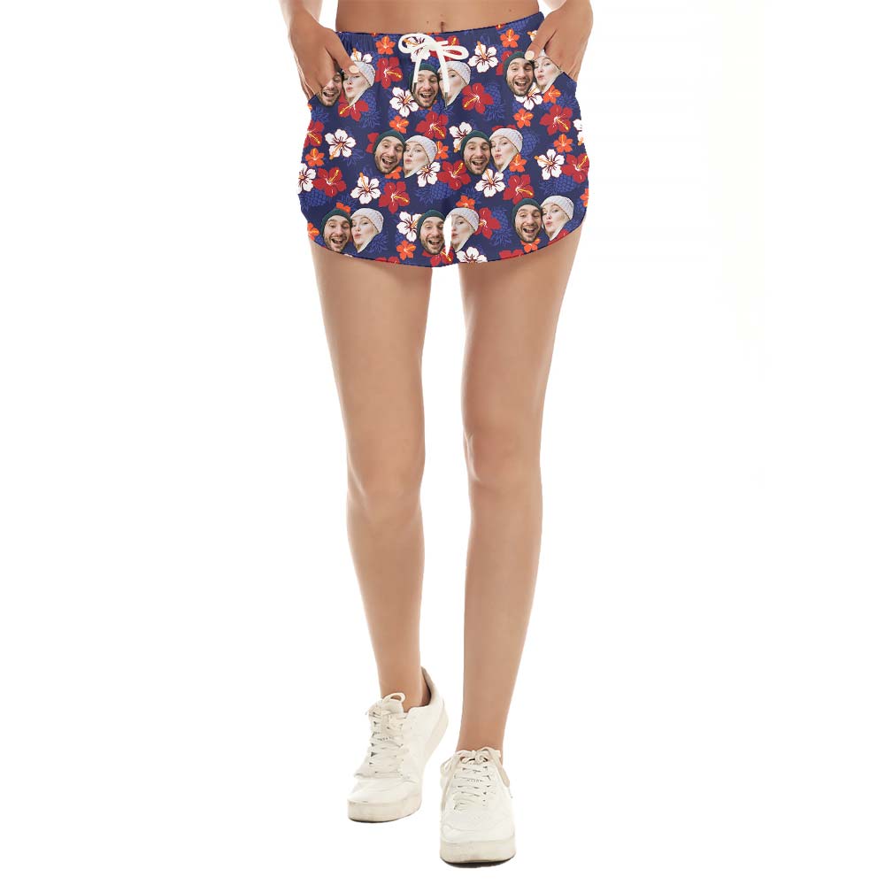 Custom Couple Face Hawaiian Shorts Women - variant image 1