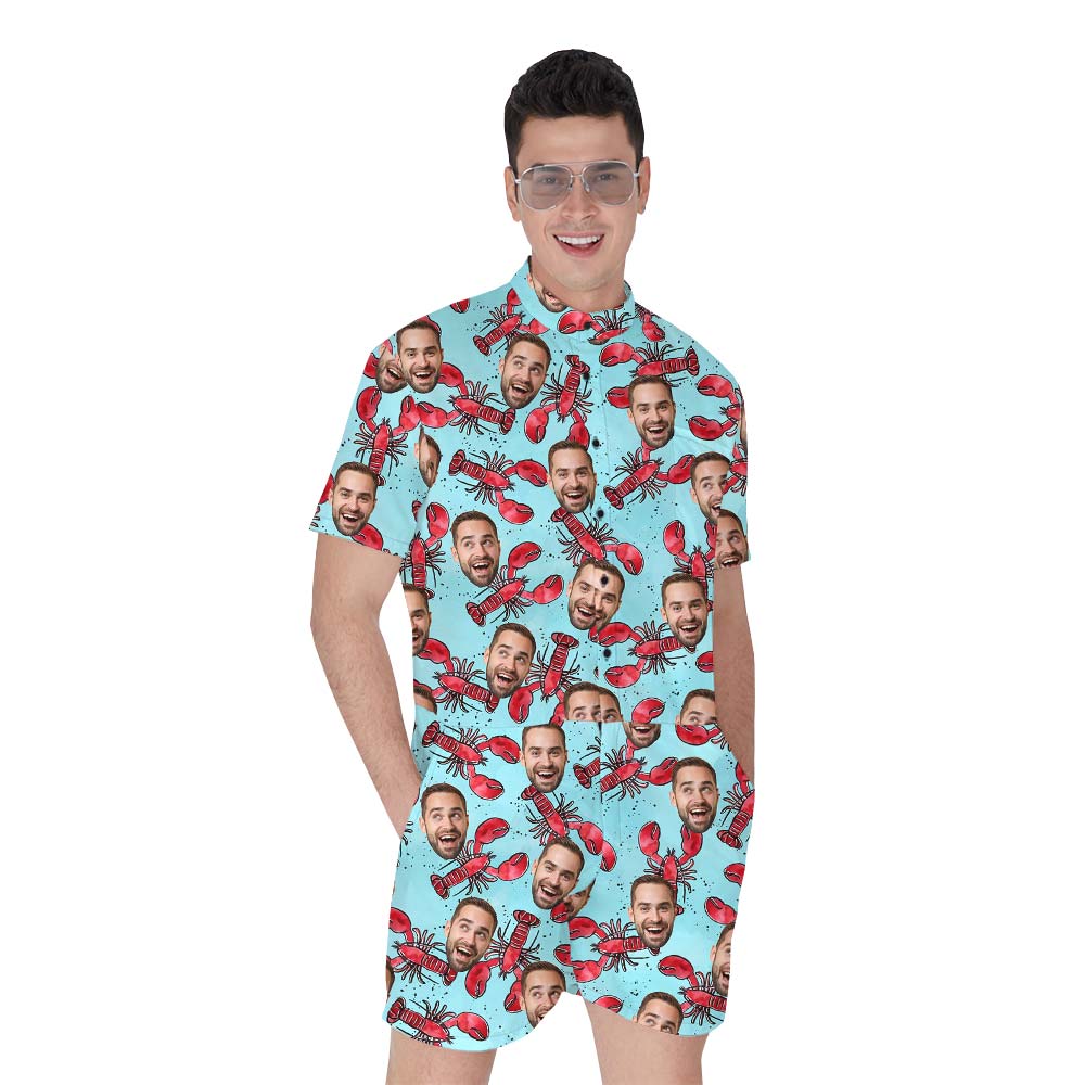 Custom Face Crab Hawaiian Romper Men - variant image 1