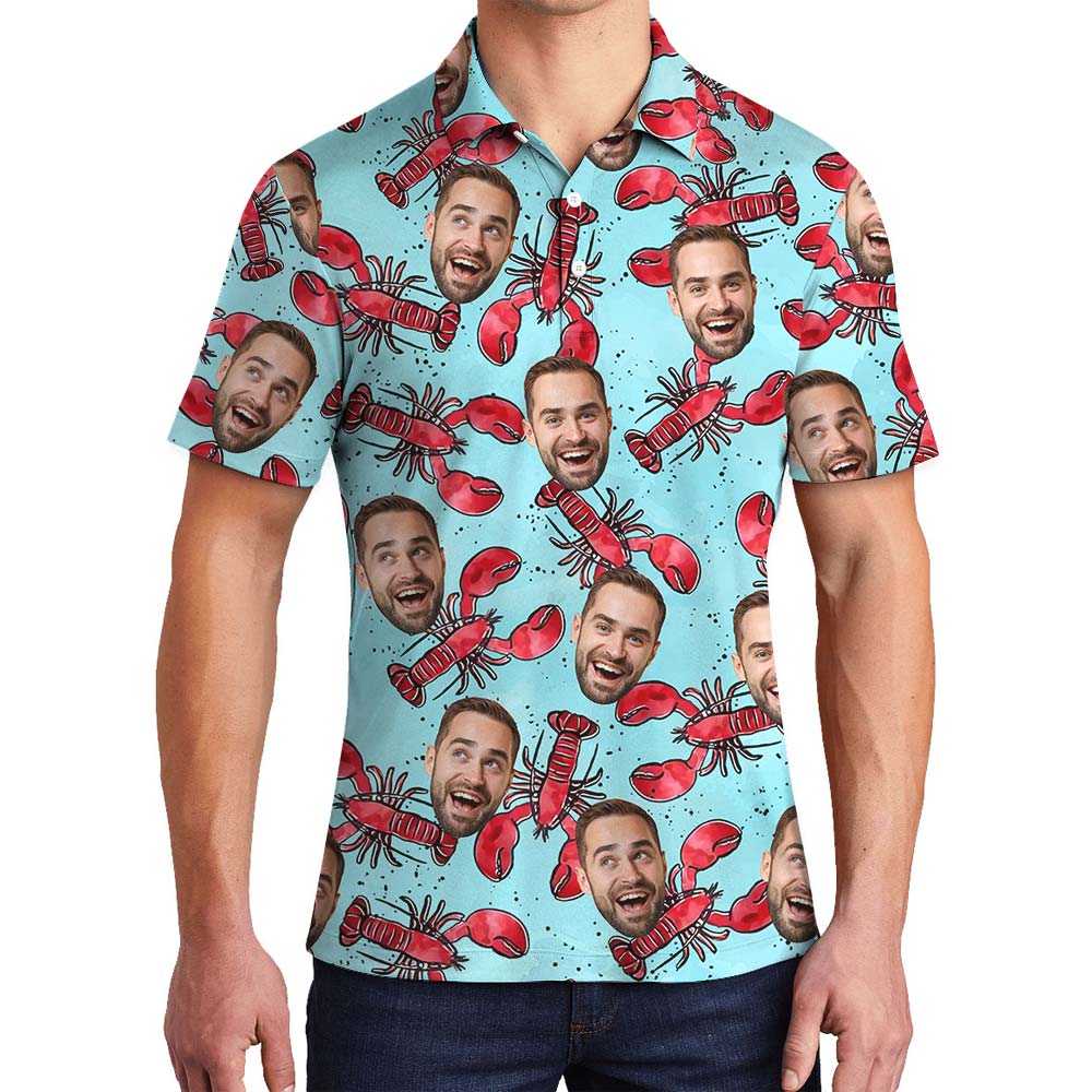 Custom Face Funny Crab Hawaiian Polo Men - variant image 1