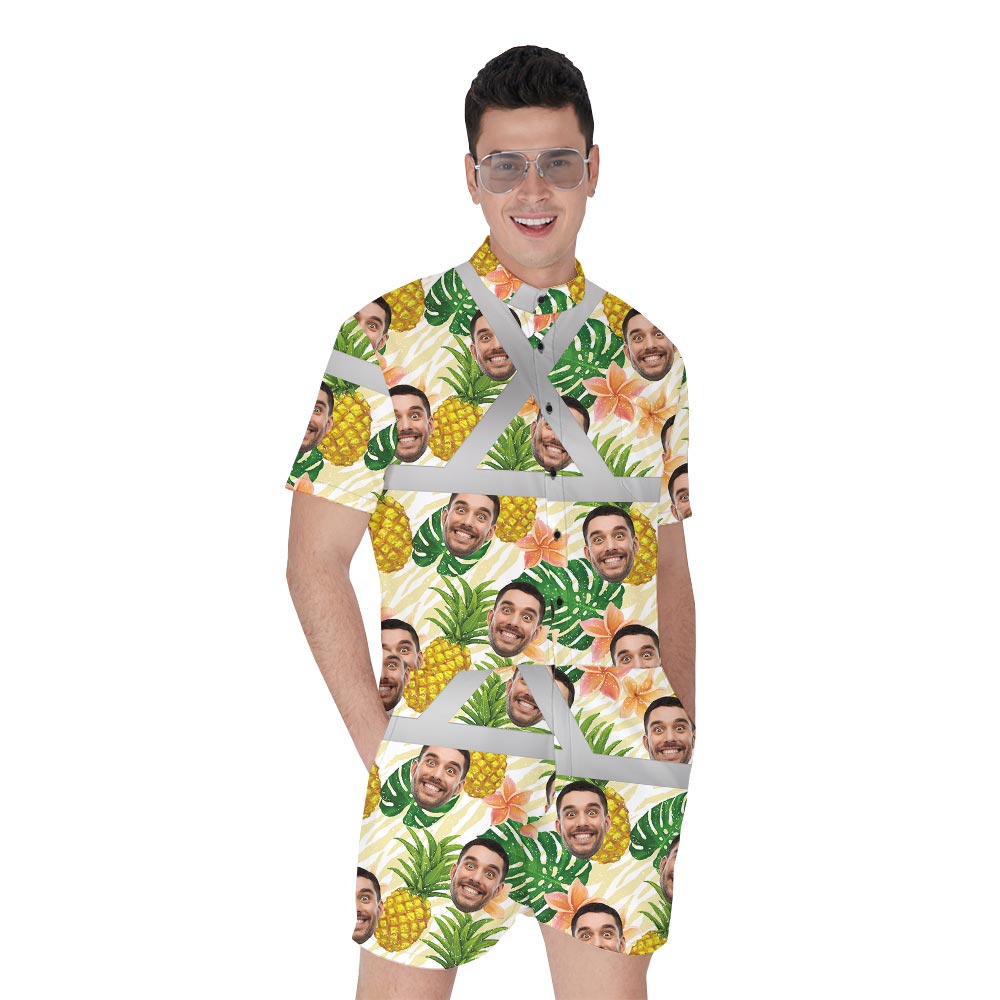 Funny Pineapple Custom Face Hi Vis Hawaiian Romper Men - variant image 1