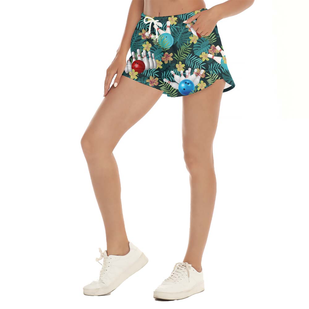 Bowling Lover Tropical Women's Summer Shorts