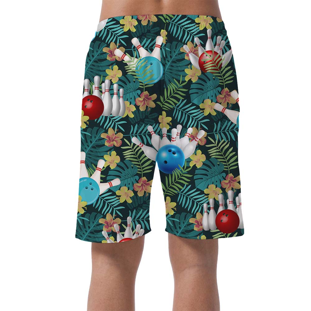 Bowling Team Tropical Leaf Swim Shorts