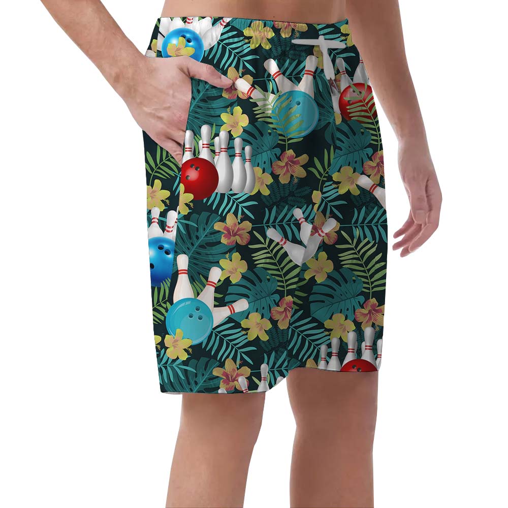 Bowling Team Tropical Leaf Swim Shorts