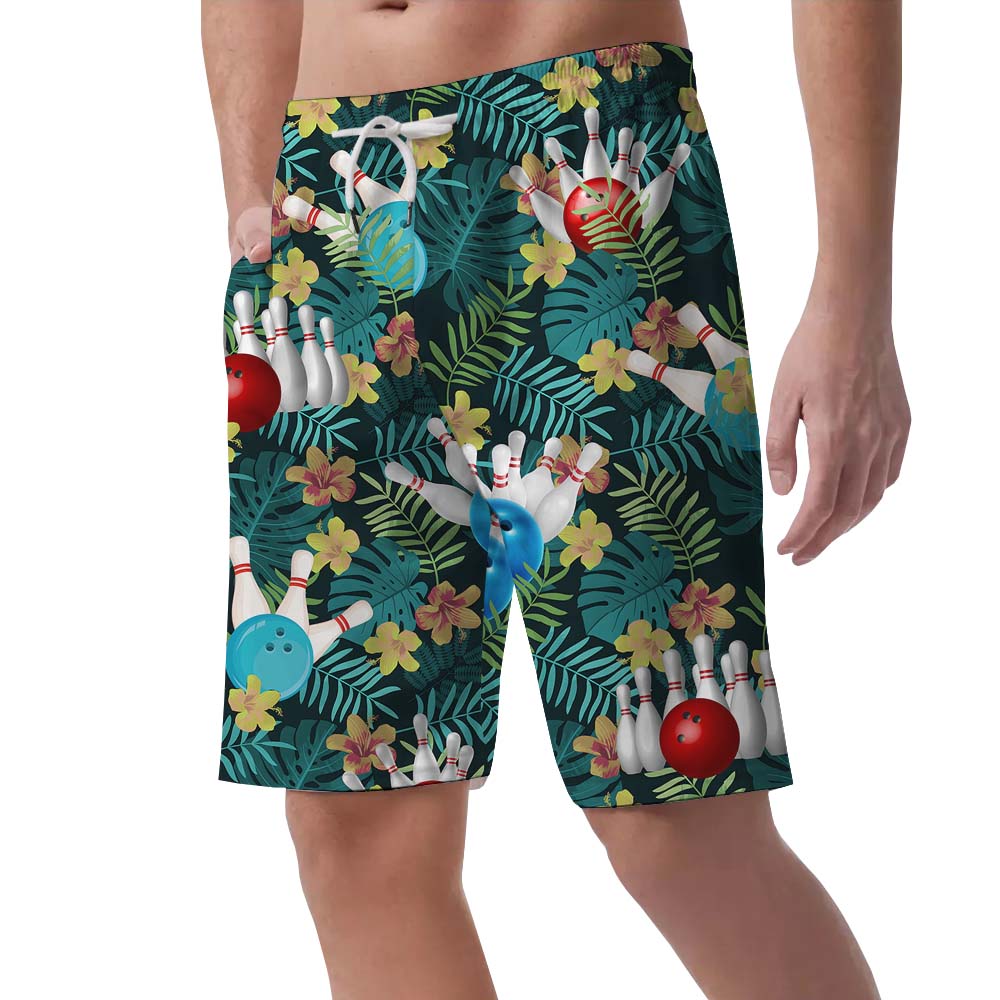 Bowling Team Tropical Leaf Swim Shorts
