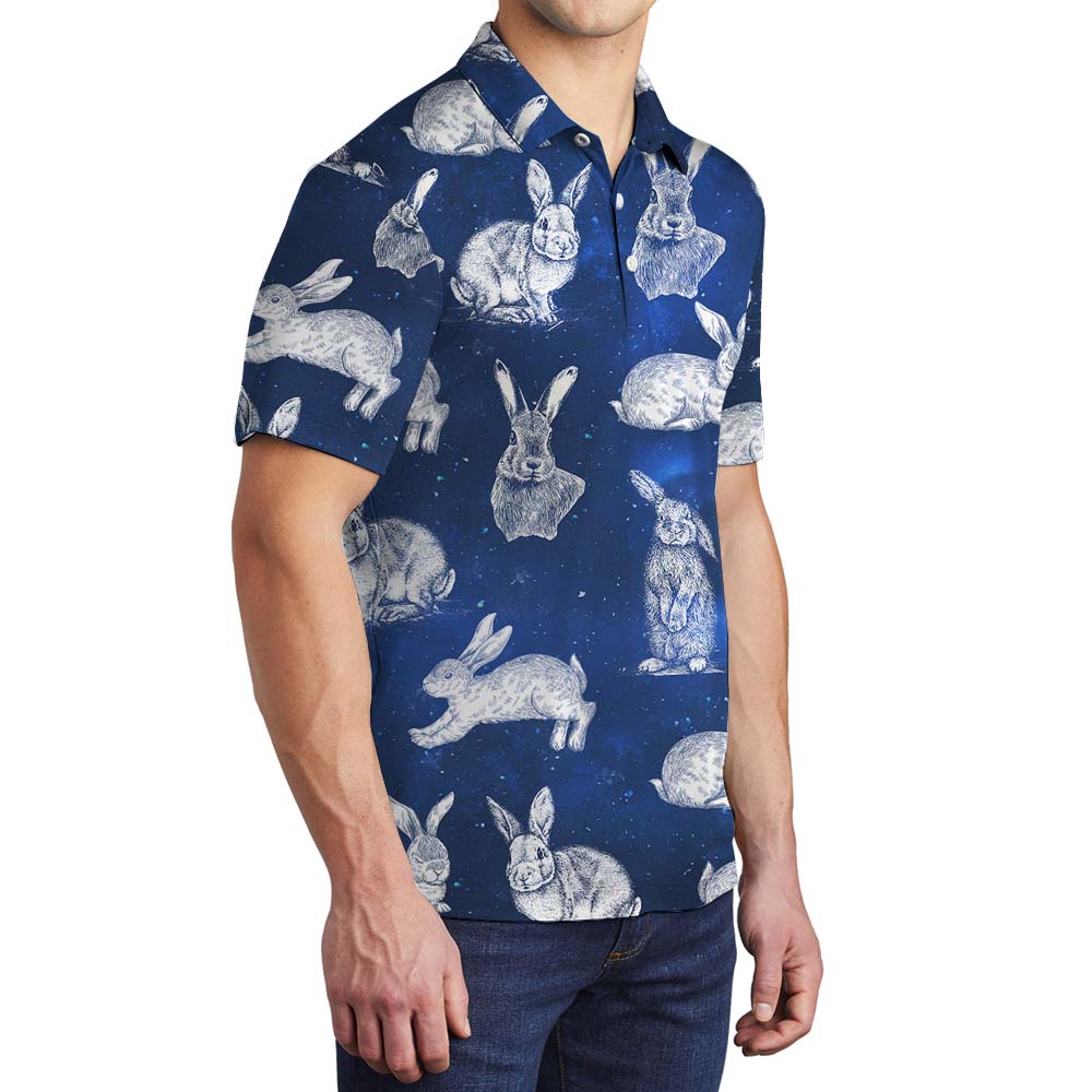Cool Rabbit Easter Men's Collared Polo Shirts