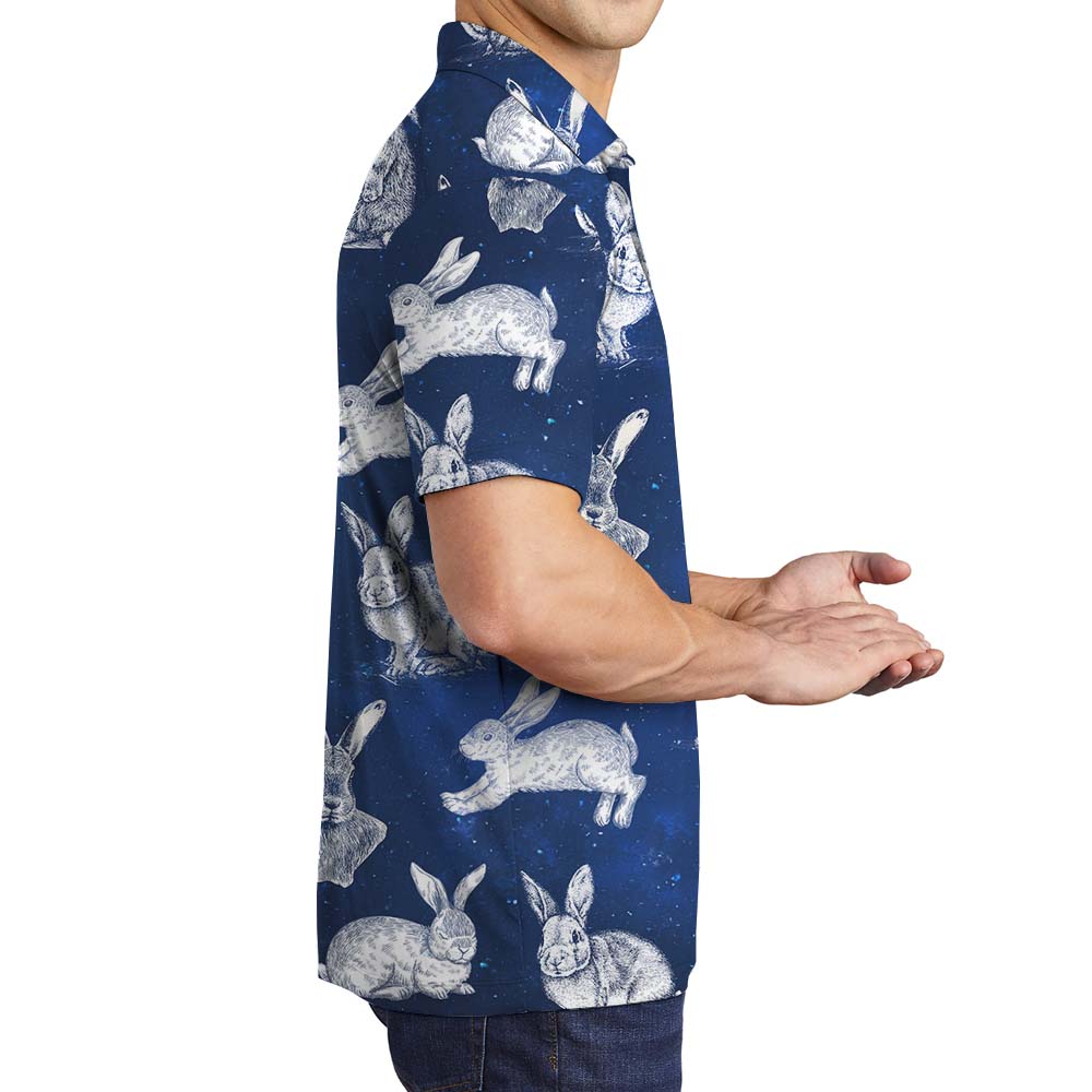 Cool Rabbit Easter Men's Collared Polo Shirts