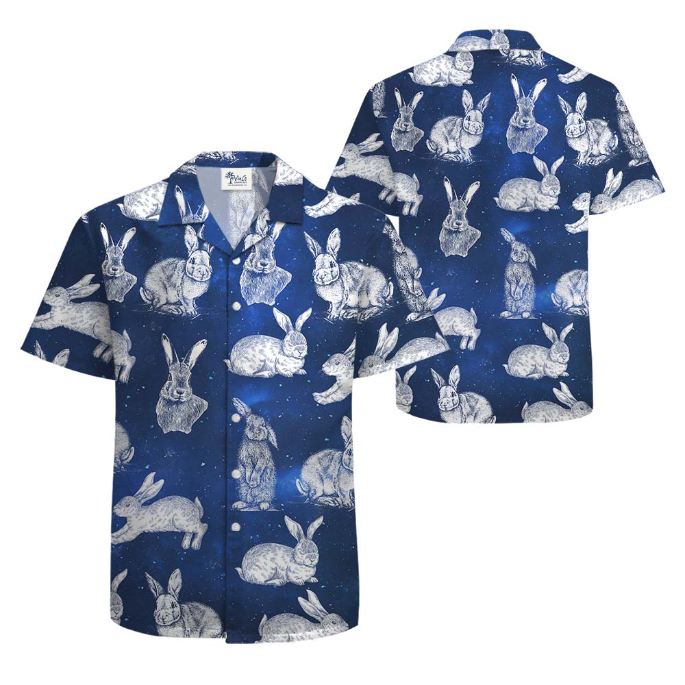 Navy Rabbit Hawaiian Shirt For Men