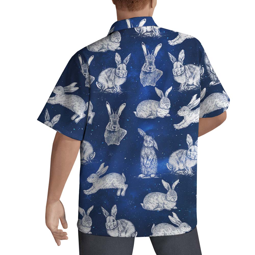 Navy Rabbit Hawaiian Shirt For Men
