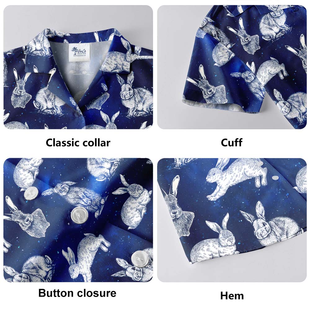 Navy Rabbit Hawaiian Shirt For Men