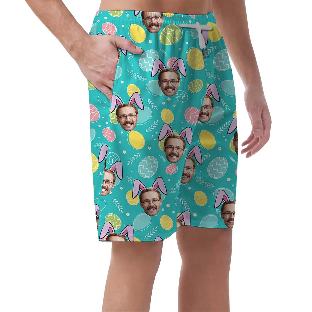 Cute Custom Multiple Faces Easter Swim Shorts