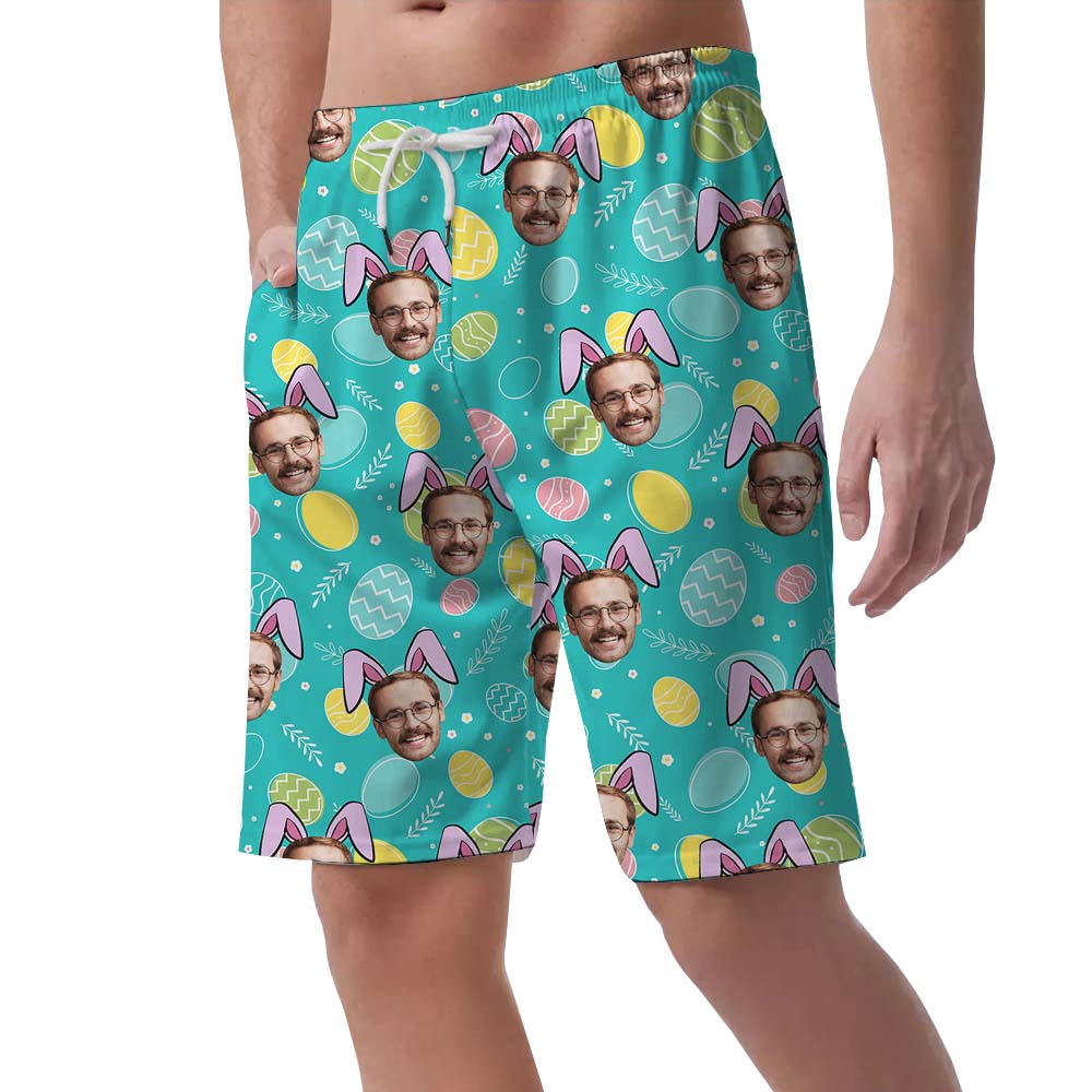 Cute Custom Multiple Faces Easter Swim Shorts