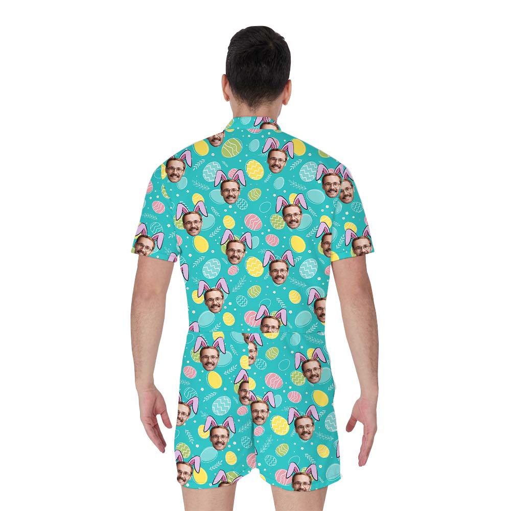 Custom Face Easter Blue Romper For Male