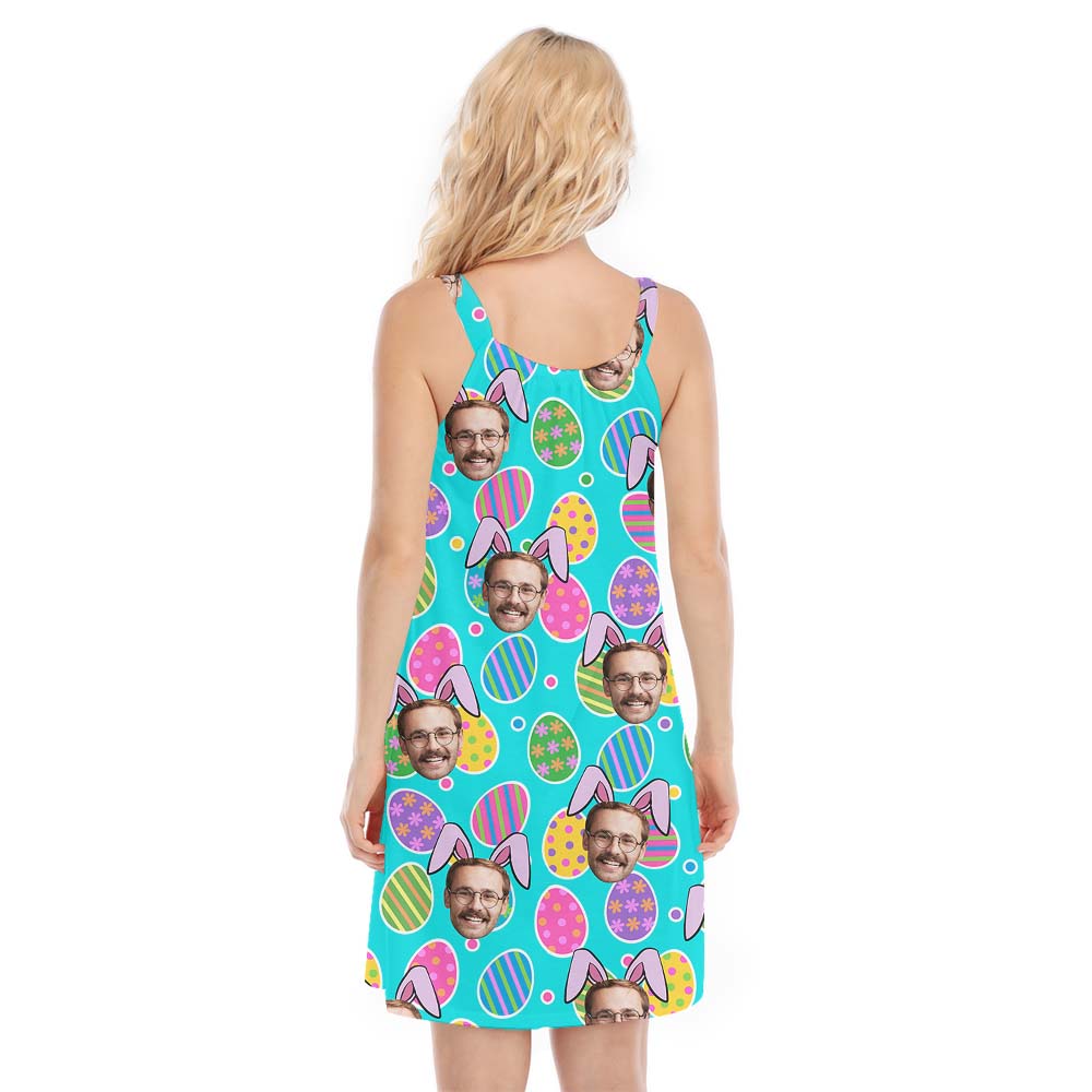 Happy Easter Eggs Custom Face Women's Cami Dress