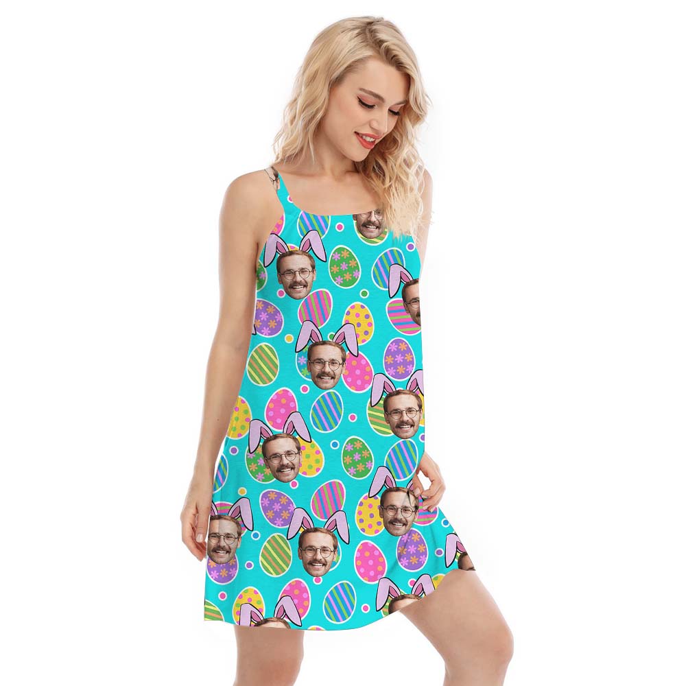 Happy Easter Eggs Custom Face Women's Cami Dress
