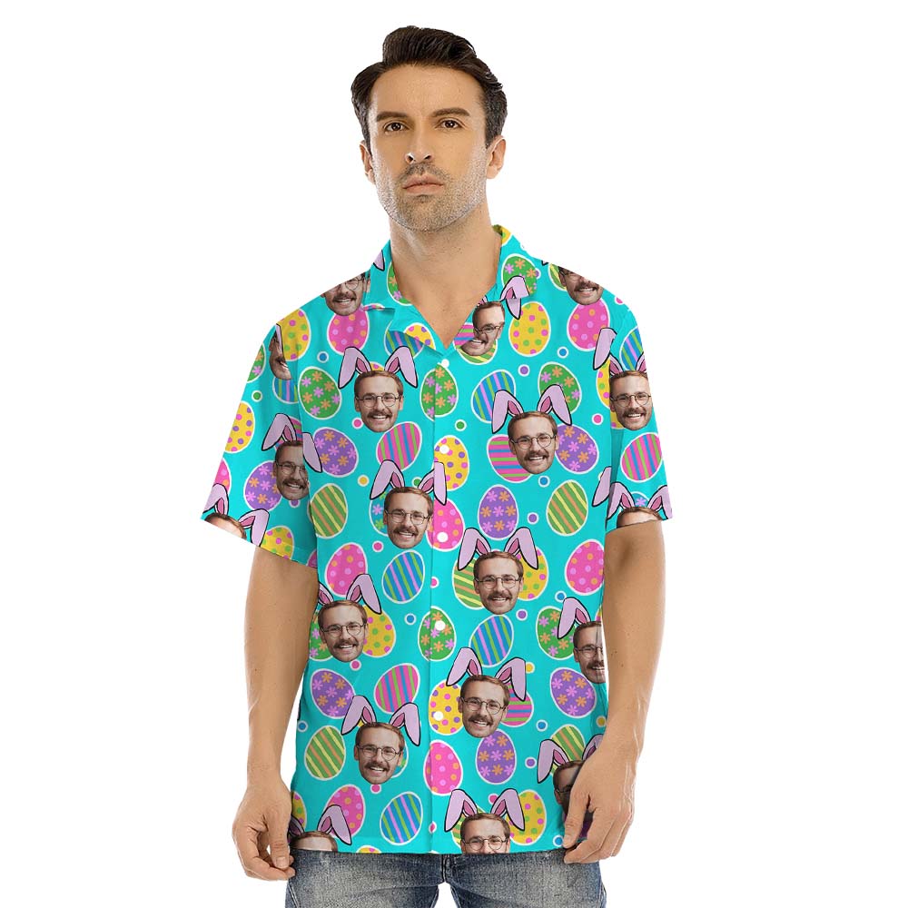 Happy Easter Eggs Matching Family Hawaiian Outfits With Custom Faces