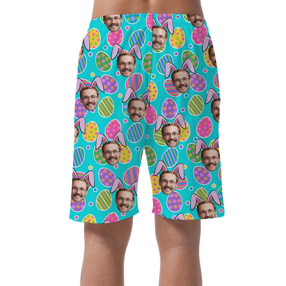 Colorful Eggs Easter Men's Swim Trunks With Faces