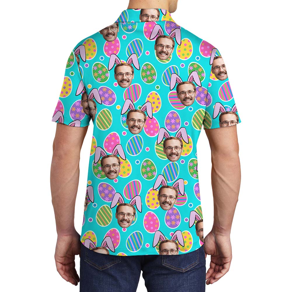 Easter Eggs Custom Hawaiian Men's Polo With Faces
