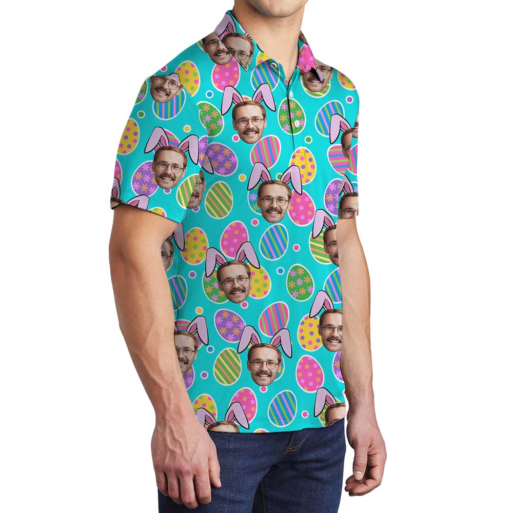 Easter Eggs Custom Hawaiian Men's Polo With Faces