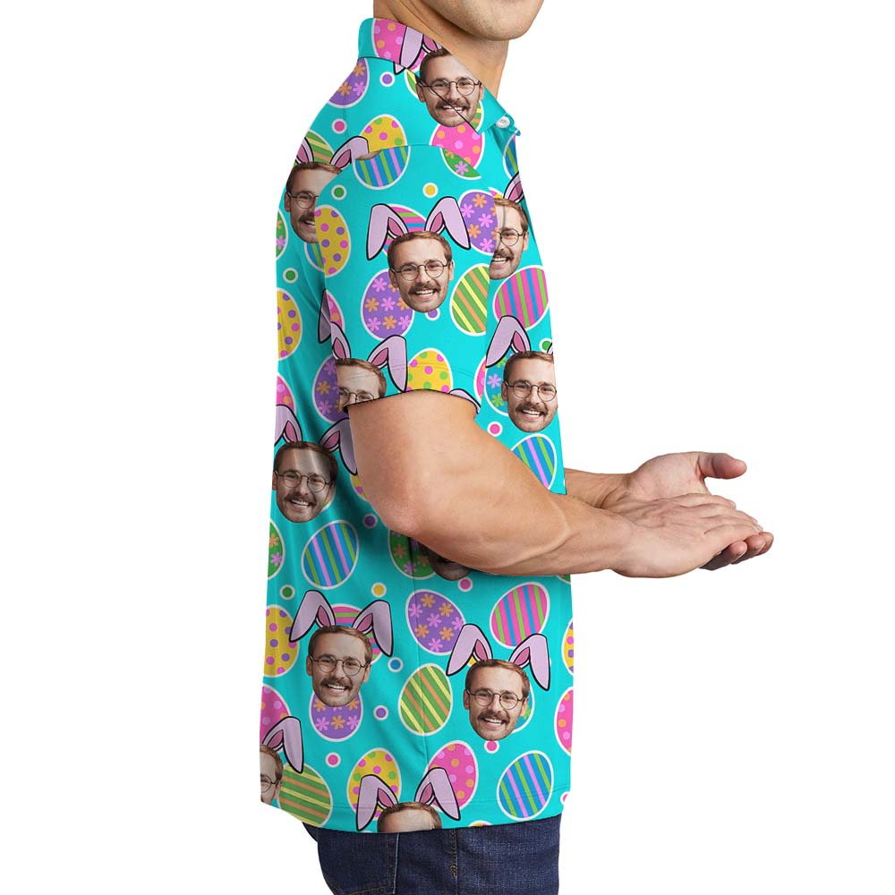 Easter Eggs Custom Hawaiian Men's Polo With Faces