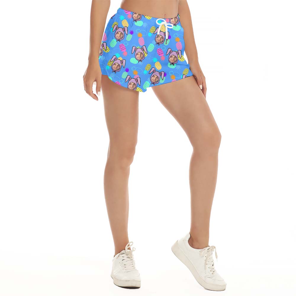 Cute Bunny Custom Face Easter Women's Shorts