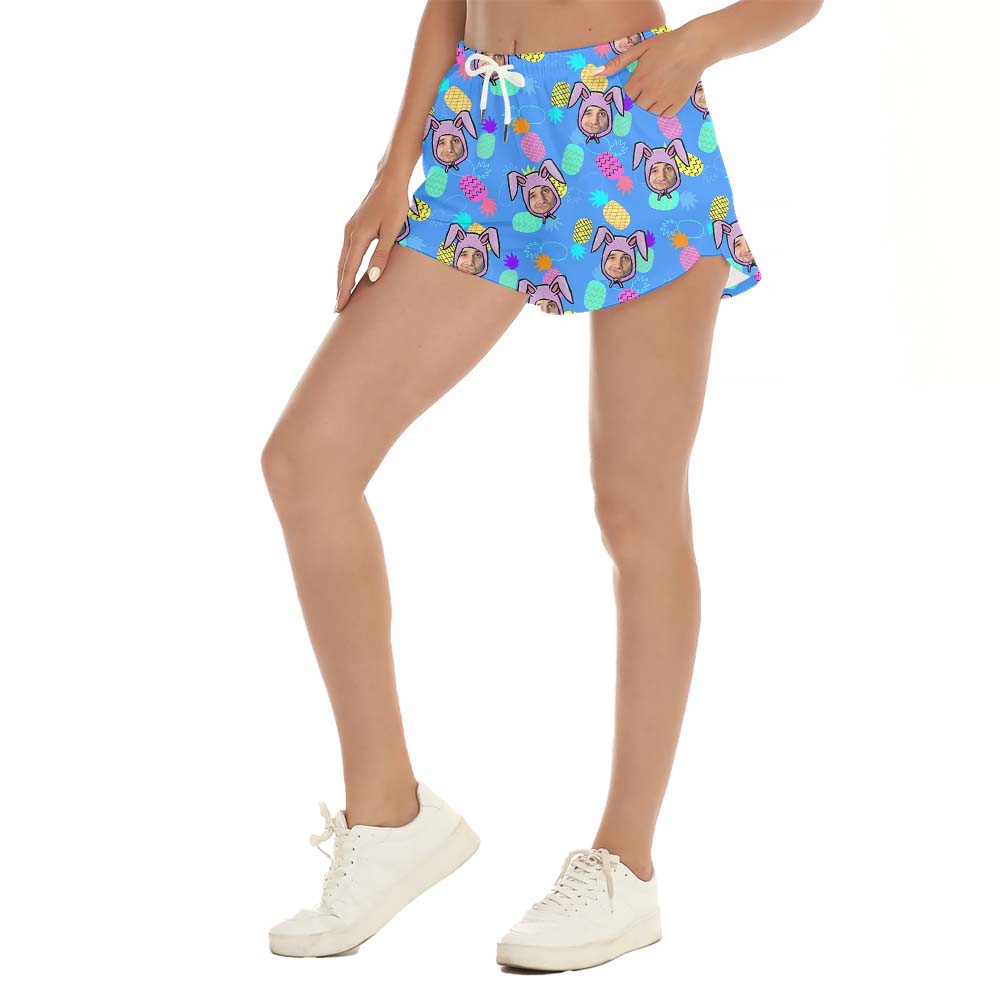 Cute Bunny Custom Face Easter Women's Shorts