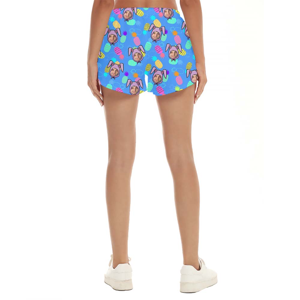 Cute Bunny Custom Face Easter Women's Shorts