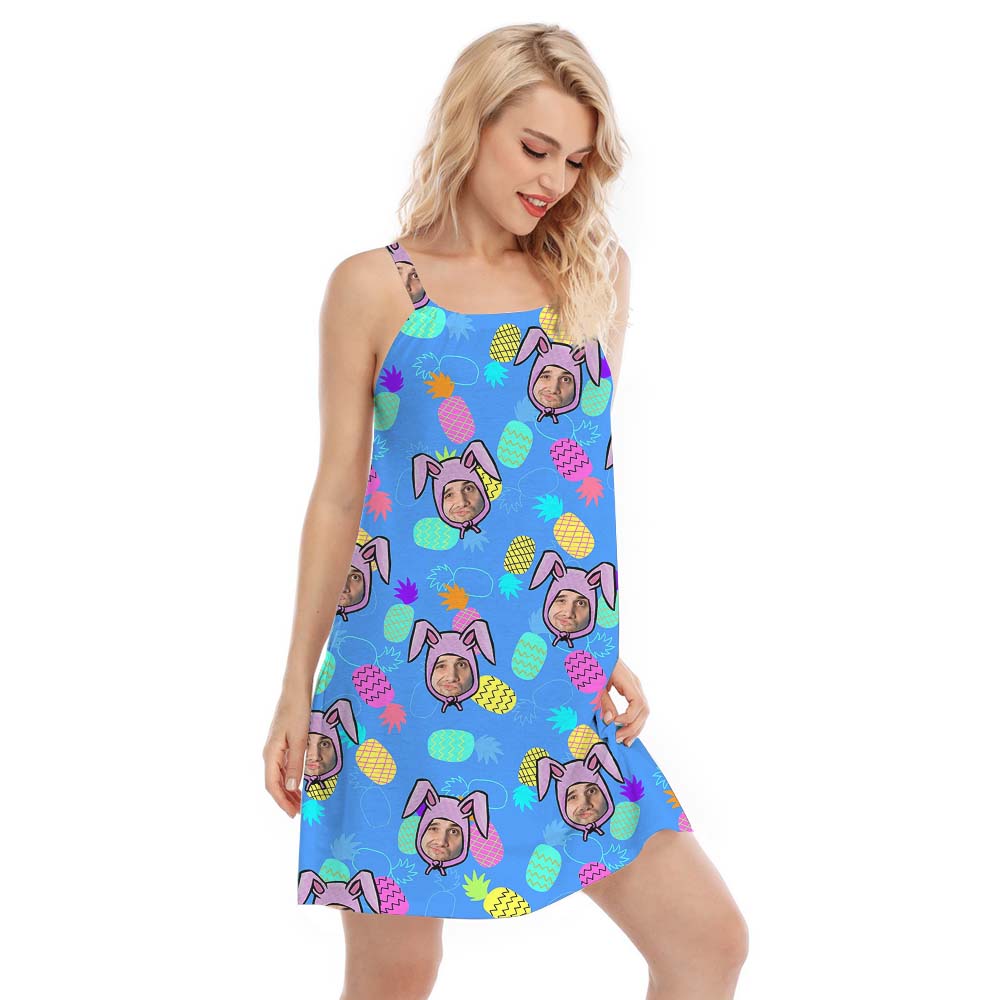 Cute Happy Easter Cami Dress With Multiple Faces