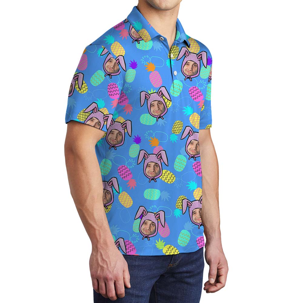 Easter Pineapple Men's Polo Shirt With Faces