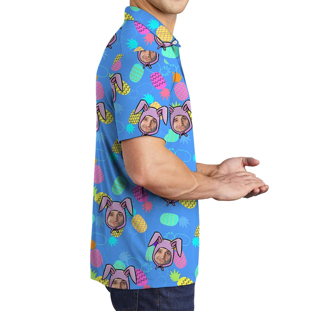 Easter Pineapple Men's Polo Shirt With Faces