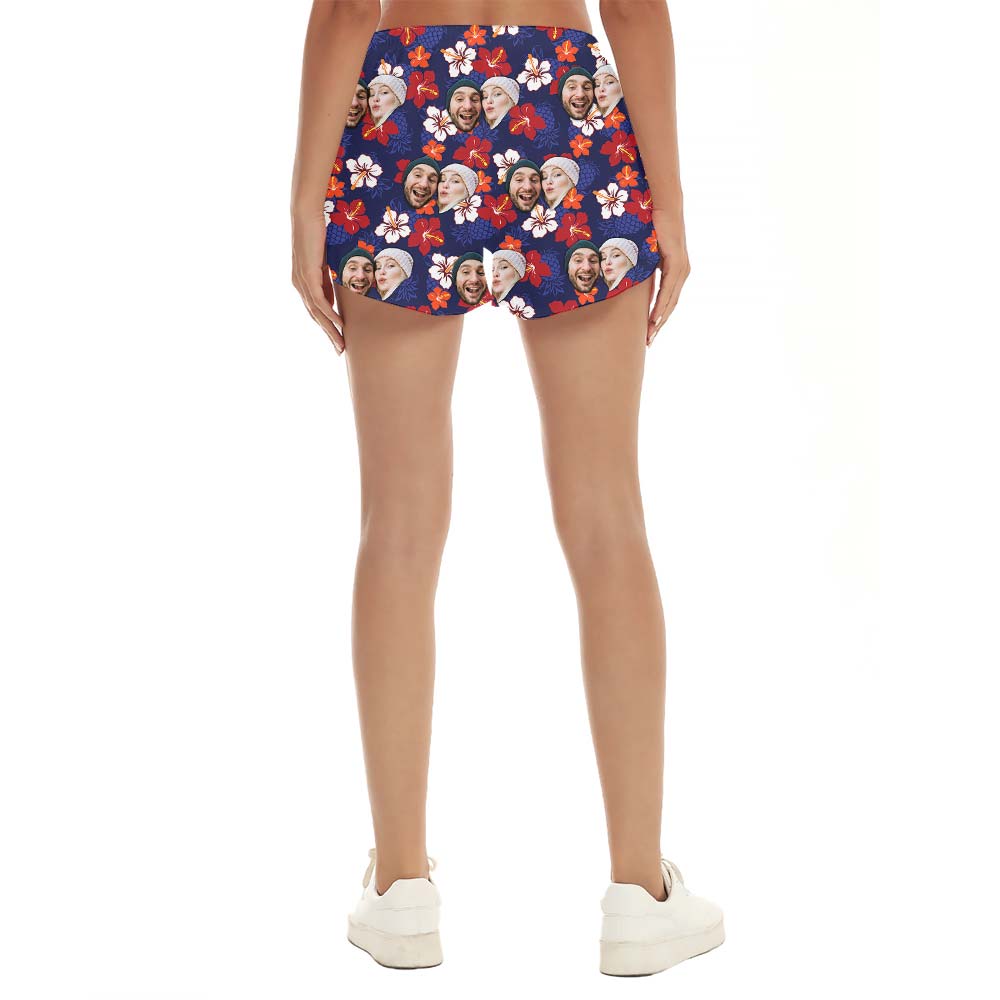 Custom Couple Face Hawaiian Shorts Women