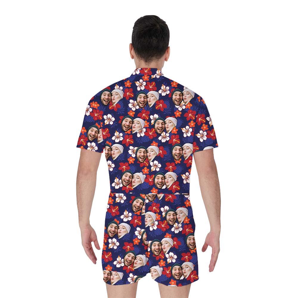 Custom Couple Matching Hawaiian Romper Men
