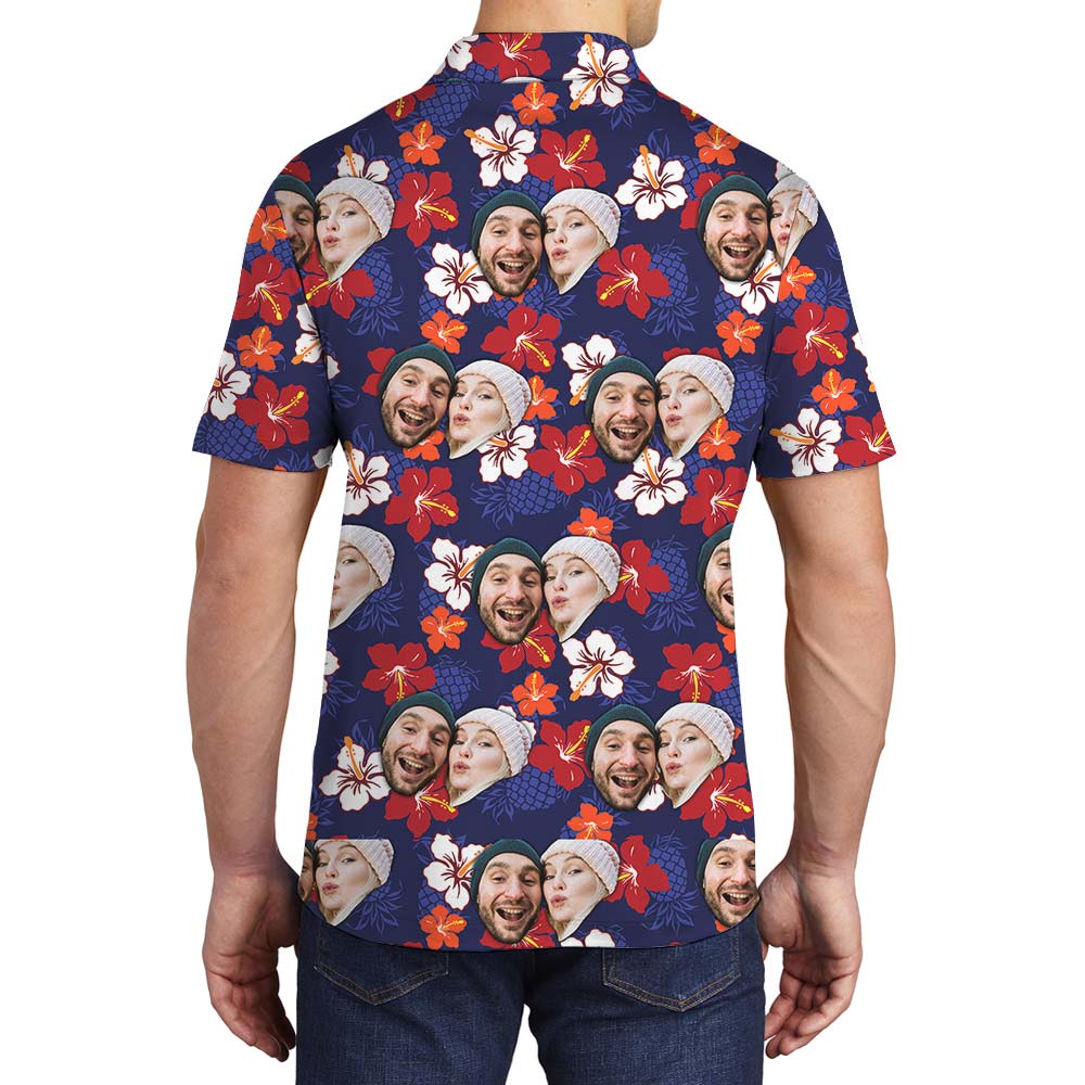 Custom Couple Matching Hawaiian Polo Men