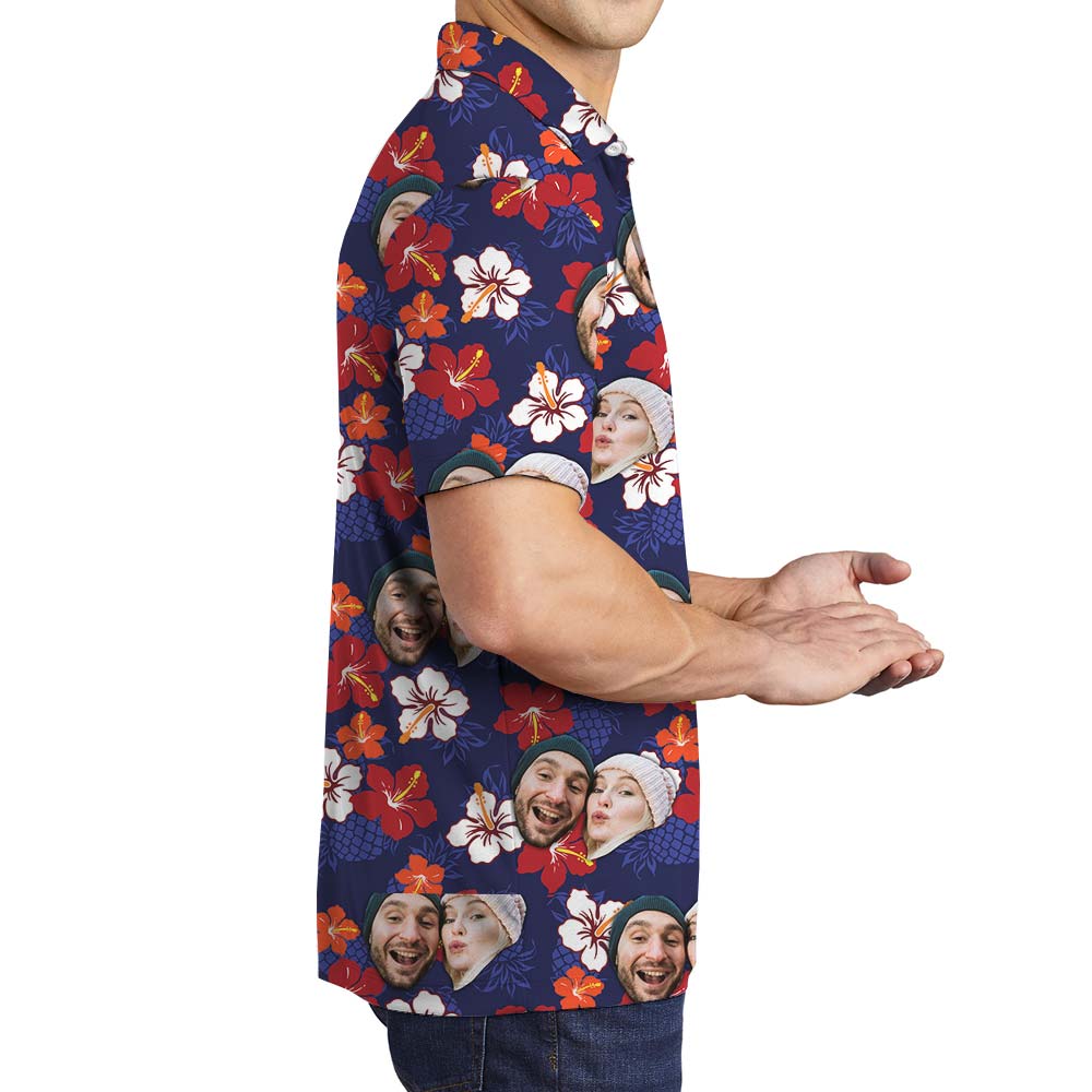 Custom Couple Matching Hawaiian Polo Men