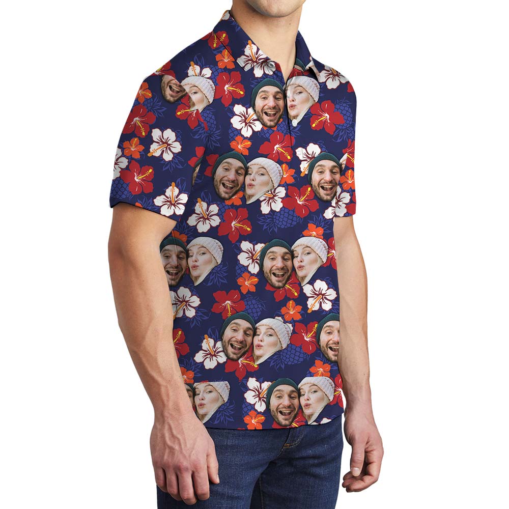 Custom Couple Matching Hawaiian Polo Men