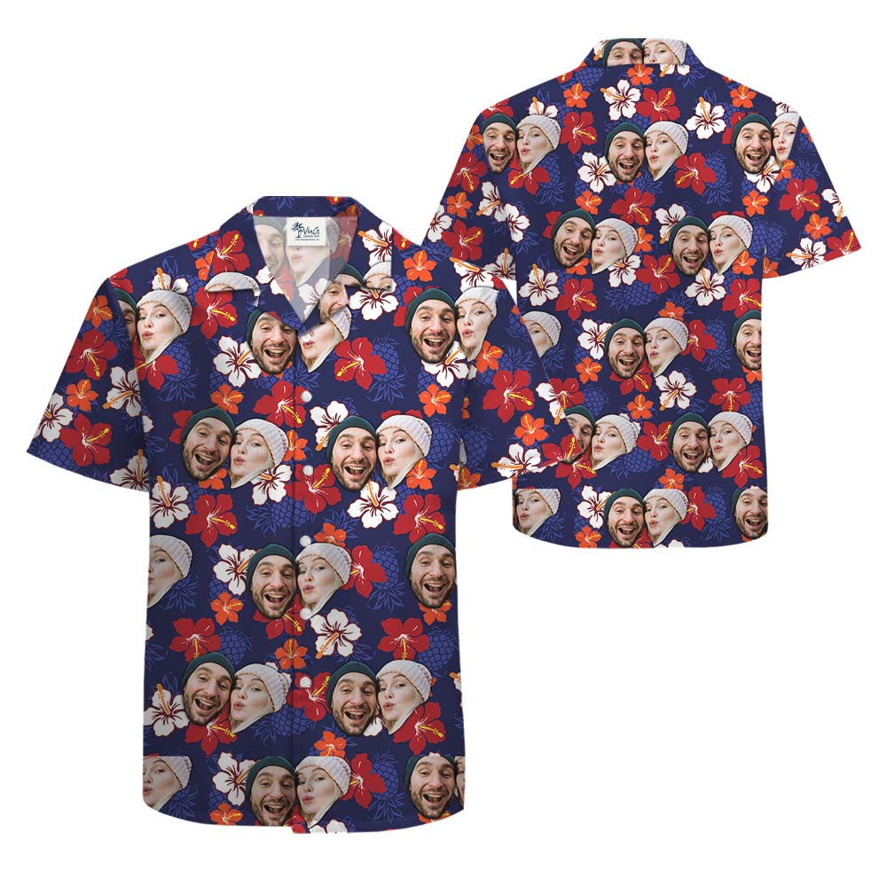 Custom Couple Face Hawaiian Shirt Men