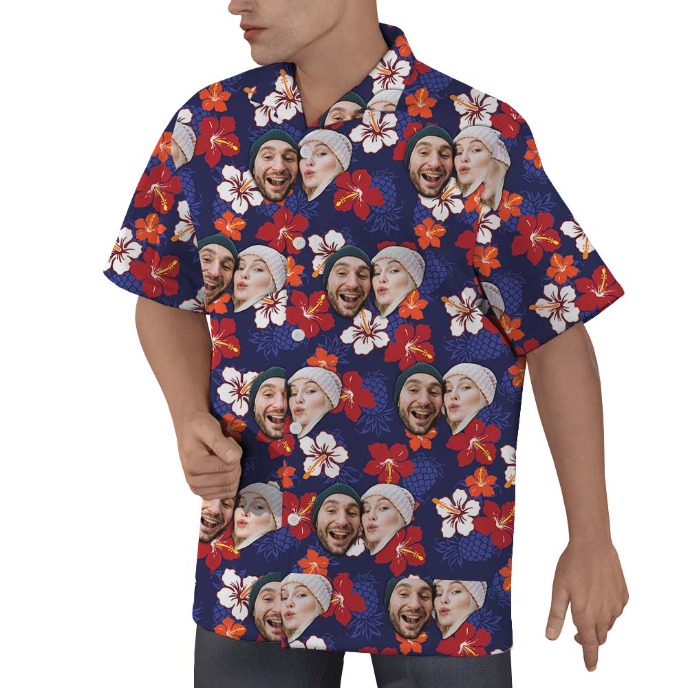 Custom Couple Face Hawaiian Shirt Men