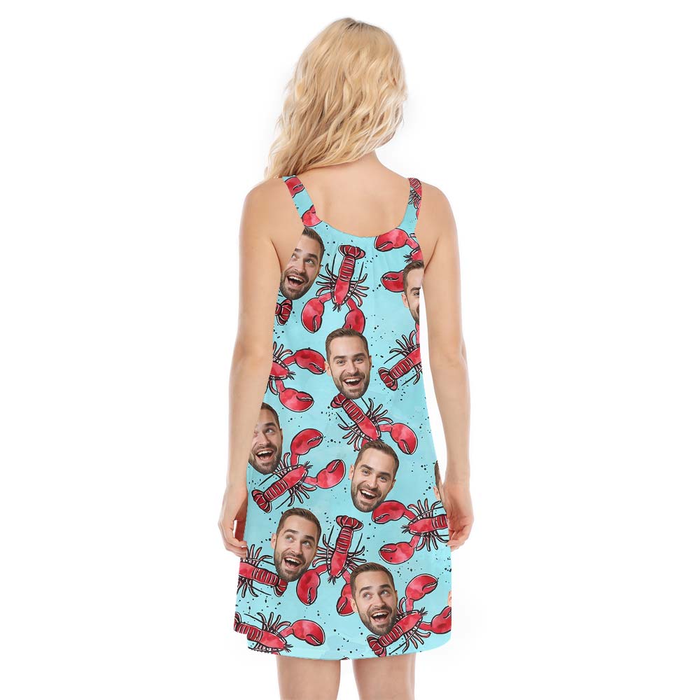 Funny Crab Custom Face Hawaiian Cami Dress
