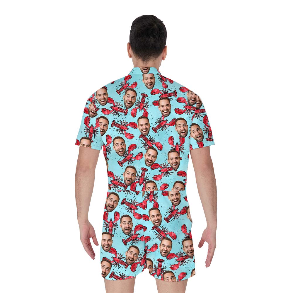 Custom Face Crab Hawaiian Romper Men