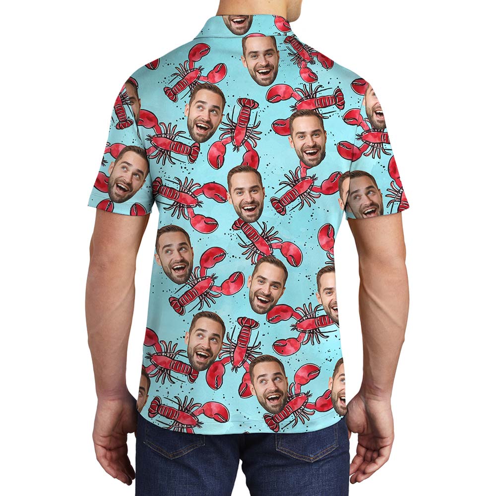 Custom Face Funny Crab Hawaiian Polo Men