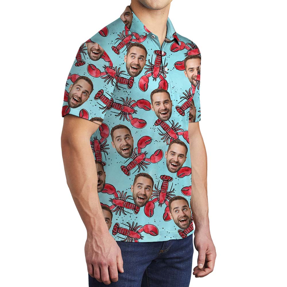 Custom Face Funny Crab Hawaiian Polo Men